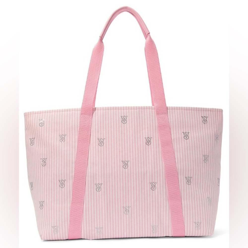 Victoria Secret pink stripe Tote Bag with Umbrella - Picture 3 of 9